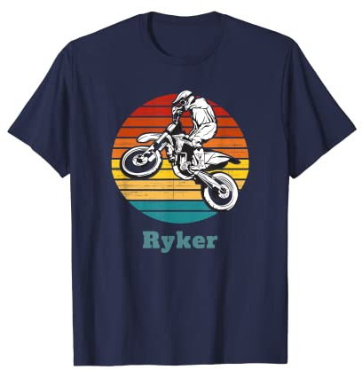 Ryker Boy's Personalized Dirt Bike Motorbike Vintage Sunset T-Shirt
