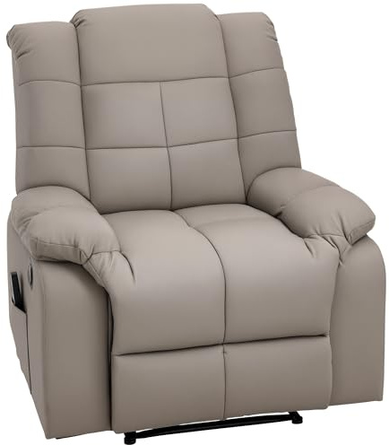 HOMCOM Fauteuil de Massage Fauteuil de Relaxation massant avec Dossier inclinable manuellement et Repose-Pied Fauteuil TV revêtement synthétique télécommande Incluse Gris