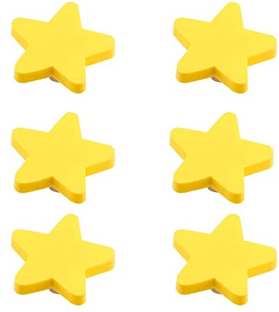CcHhyyt Cartoon Form Weiche Gummi Knöpfe für Kinder Mädchen Jungen Schrankgriff Schubladen Knöpfe für Kinderzimmer Schränke 6 Stück (Gelb Stern)