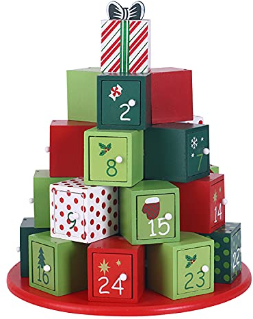 Petalum Adventskalender zum Befüllen Holz Schachteln 24 Boxen Kinder & Erwachsene Weihnachtskalender Weihnachten Deko (Holz) (Holz Stil gift)