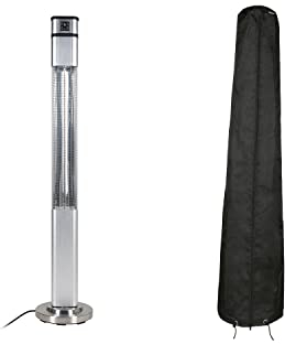 empasa elektrische Heizsäule 'Tower UP' elektrischer Heizer Elektroheizer Infrarot Stand-Heizstrahler Terrassenheizer Terrassenstrahler mit Drehfunktion, Fernbedienung und Abdeckhaube