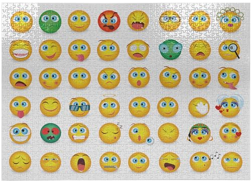ABAKUHAUS Emoticon Puzzle, Paar Monster Face Moods, Heirloom-Qualität lustige Aktivität für die Familie langlebiger Karton, 1000 Stücke, Mehrfarbig