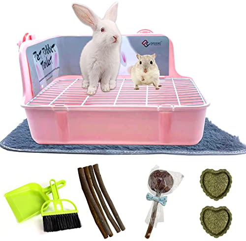 MUYG Guinea Pig Litter Box Corner Bunny Toilet Small Animal Potty Training with Dustpan Broom Chew Toys for Chinchilla Ferret Hedgehog Gerbil (10 Pcs)