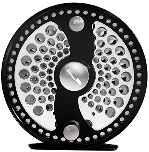 Klassische Fliegenrolle, 5–7 W, 7–9 W, Kohlefaser-Scheibenzug, großer Dorn aus CNC-gefräster Aluminiumlegierung für Süßwasser Salzwasser Fliegenfischen (7–9 W, linke Hand)