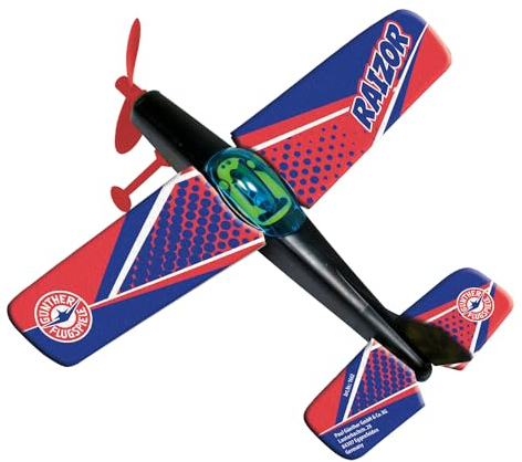 Günther Flugspiele 1662 - Propellerflugzeug Raizor, ca. 25 x 22 cm, Segelflieger mit Power-Gummimotor, für Kinder ab 6 Jahren, …