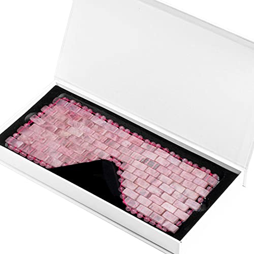 Rosenquarz-Jade-Augenmaske Mit Box Naturstein-Massagegerät Augen-Entspannungsmassage Entspannende Augenmaske Gesichtsmassage,Rosenquarz