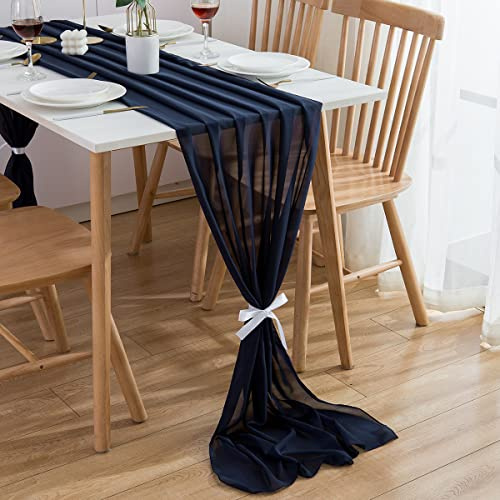 CHUQING Tischläufer Chiffon Hochzeit Blau 3m Marineblau Table Runner für Hochzeiten, Kommunionen