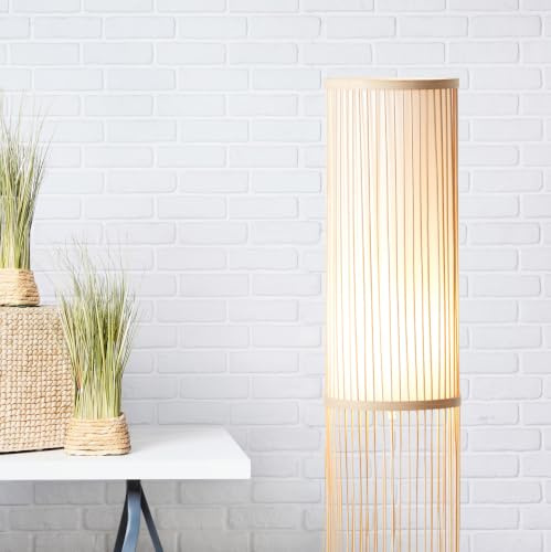 Lightbox Stehlampe im Nature Stil | Ø 20 cm | dekorative Bambus Stehleuchte | Stehlampe im Nature Stil | Ø 20 cm | dekorative Bambus Stehleuchte mit Fußschalter für Büro, Schlafzimmer oder Wohnzimmer |