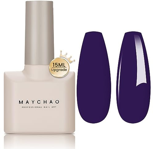 MAYCHAO 15ML Gel Nail Polish, Dark Purple Gel Nail Polish, Soak Off UV LED Nail Varnish Nail Art Starter Manicure Salon DIY at Home, 0.5 OZ