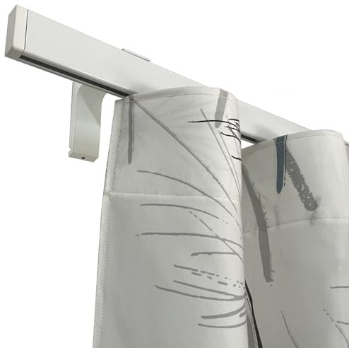 TENDAGGIMANIA Binario Tenda Soffitto/Parete Piatto Lunghezza 160 CM BIANCO -Ideale anche per Tende ad Onda - Bastone Completo di Tappi Laterali - Personalizzabile- Movimento Manuale