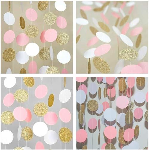 Party Dekorationen 33 Fuß blinken schimmernden Papierstern Runde Girlanden Blitz Banner Herzlichen Glückwunsch zum Geburtstag Erwachsene Hochzeit Baby Dusche Prüfung hängende Dekor (Farbe: Gold rosa