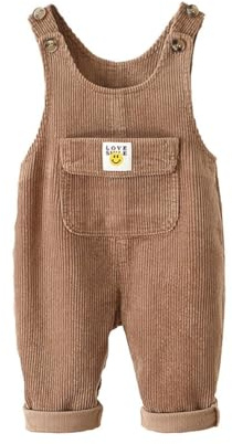 AOOPOO Salopette unisex in cotone per bambini in velluto a coste Salopette senza maniche solida per bambini Salopette con bottoni a righe per bambini Pantaloni con bretelle Pantaloni interi