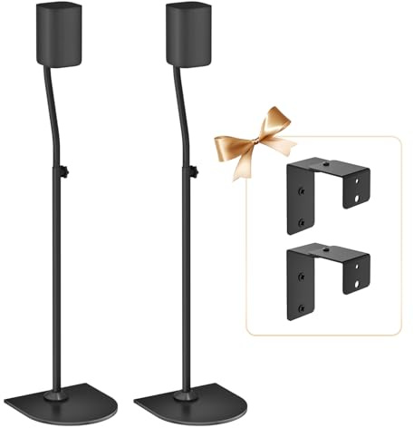 Pair of Universal Speaker Mounts 33 to 42 Height Adjustable for Samsung, Vizio, Sony, LG, Roku and Other Small Satellites with Wall Mount