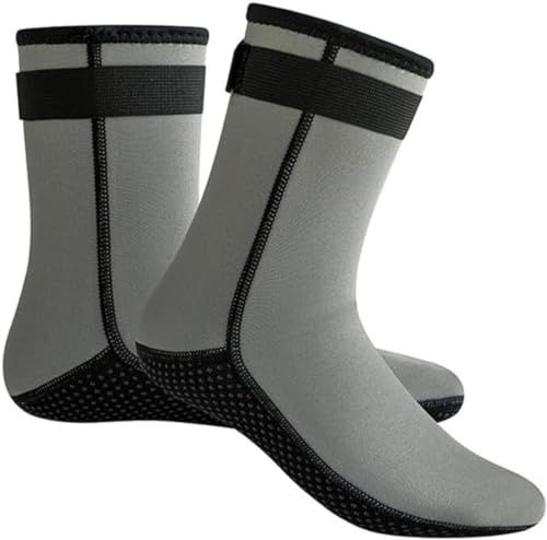 pdodo unisex neoprenstrumpor, 3 mm neoprenstrumpor resistenta, strand volleyboll sandsäkra strumpor halkfri sula för vattensport simning paddling neoprenstrumpor dykstrumpor, GRÅ, Small