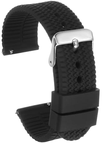 sourcing map Silicone Watch Band 24mm Width Quick Release Soft Rubber Watch Strap with Electroplated Stainless Steel Buckle for Men Women, Black