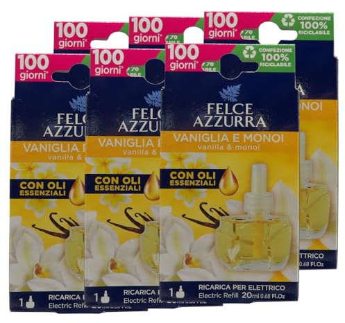 Felce Azzurra - Aria Di Casa, Ricarica Per Diffusore Elettrico, VANIGLIA e MONOI 20ml (6 Unità)