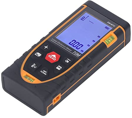 Infrared Laser Distance Meter, Laser Distance Measuring Integrated Molding High Accuracy Handheld Large Backlit Display for Garage (SW-M70)