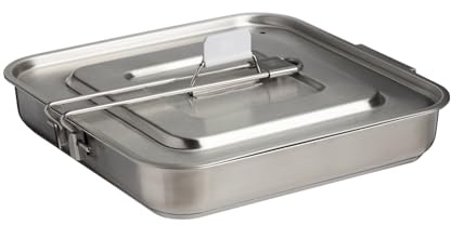 Stanley Wildfare Pro 5-Piece Stainless Steel Square Pan Cook Set | 10 in Fry Pan with Fold & Lock Handle | Cutting Board and Spatula | Camping Essentials for Your Camp Kitchen | BPA-Free