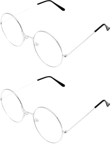 UILYNIU 2 Paar Unisex Retro Runde Brillen Klare Linse Gläser Ultra Light,Weihnachtsmann,Oma,Opa Brille, mit klaren Gläsern Accessoire für Damen,Herren zum Karneval,Fasching oder Festival