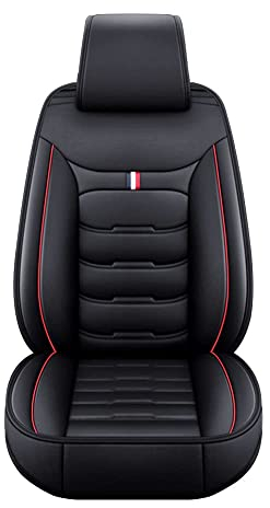LICOME Auto Sitzbezüge Sets für Ford S-MAX 2010-2022, 5 Sitzer Wasserdicht Atmungsaktiv Leder Autositzbezug Vorne Hinten Schonbezüge, Innenraum Zubehör,B Black red