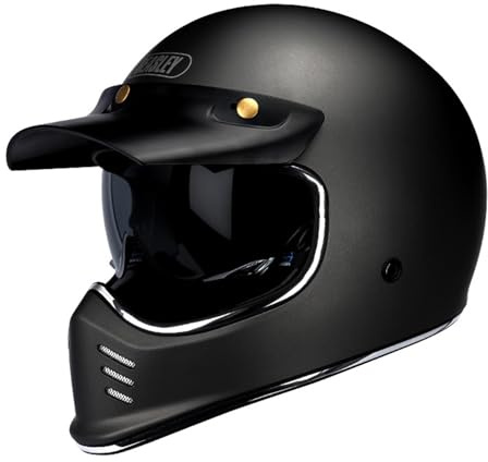 Retro Motorrad-Integralhelm Motorrad-Offroad-Crosshelme DOT/ECE-Zertifiziert Full-Face-Set Herren- Und Damen-Motorradhelm Mit Visier Dunkler Retro-Stil