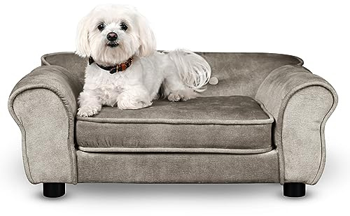 Mg Design Haustiersofa in Grau – stabiles Holzgestell, weich gepolstert, pflegeleicht – Hundesofa & Katzensofa, fertig montiert