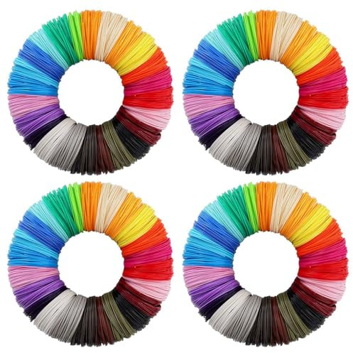 ISTOVO 4X 3D Drucken Stift PCL Filament Nachfüllung Packungen 1,75 Mm, Packung mit 20 Zufälligen Farben, Niedrige Schmelzen Temperatur Von 70 Celsius, Geschenke für Kinder (200 FUß)