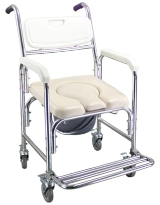 Frezon Multifunction Wheeled Mobile Toilet Commode Shower Chair Wheelchair with Wheels for Elderly, The Portable Handicap Toilet Can Confidently Holds Up to 136KG/ 300 pounds