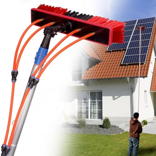 WANGYYDS Teleskopstange Wasserführend 5m-12m, Pv-Anlage Universal-Waschbürste, Solarpanel Reinigung Teleskopreiniger Gewächshaus Dach Photovoltaik Panel Reinigung,55cmHeadSliver-8m/26.25in