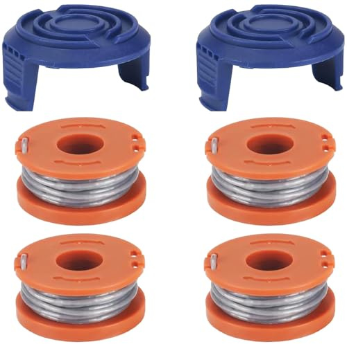 COEWUR Lawn Trimmer Parts for Mac Allister MGTP18li Trimmer Spool Cover and Line, 4 Strimmer Spools and 2 Covers