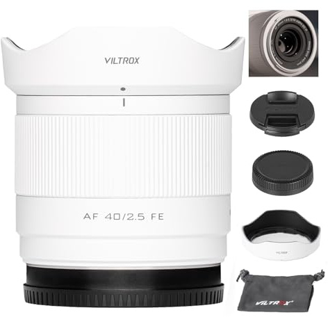 VILTROX 40mm F2.5 FE-Mount for Sony, Full Frame Lightweight Auto Focus STM Prime Lens for Sony E-Mount Cameras A7C A7SII A7lll A7RIII A7IV A7RIV A9 A1 FX3 A7RV ZVE1 A7CR A7CII A93 A6700 A6600-White