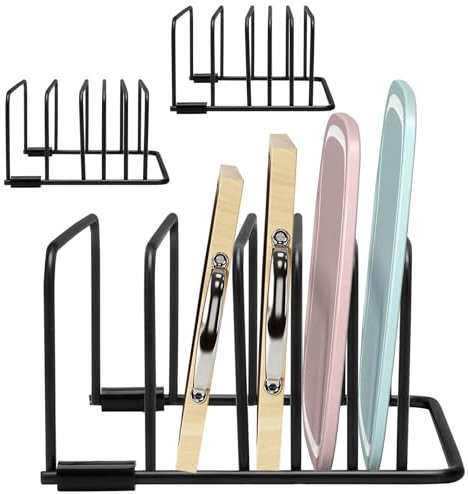 MIUUIPI Schneidebrett Rack, 2 Stück Schneidebrett Halter, Schneidebrettständer Schwarz, Schneidebrett Organizer, Topfpfannendeckel Halter für Küchenarbeitsplatte