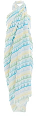 KNIT FACTORY - Viva Pareo/XL Schal - Strandtuch, XXL Schal und Pareo in einem - Multifunktionales Musselintuch - Sommer handtuchkleid - Mit Streifen - Damen Pareo aus 100% Baumwolle