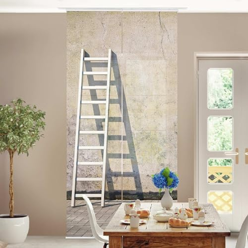 micasia Schiebegardine halbtransparent 60er Paneel Klett Steinoptik Textil lichtdurchlässig - Motiv Modern Flächenvorhang Wohnzimmer Schlafzimmer 1113 (120x250 cm - 2er Set)
