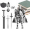 Action Figure Model, Multi Jointed Medieval Knight Full Body Model, 5.51x5.2 Inches Flexible Statue Movable Figurine with 360° Rotating Head for Dining Table, Desk and Shelf