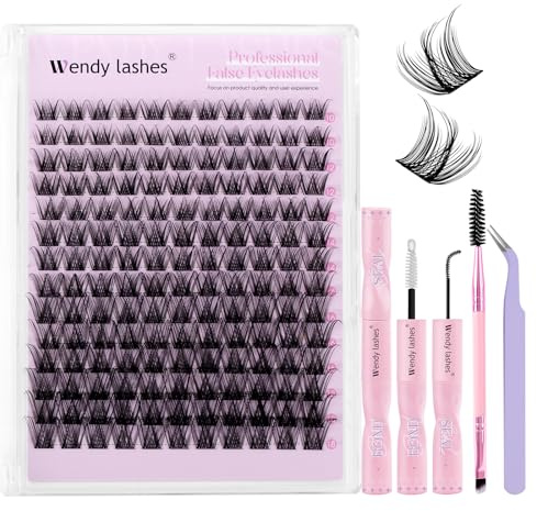 Kit Extension Cils D-Curl Naturels Extension Cils Individuels WD01 Wispy 10-18mm Mélangé Russe Cils Cluster DIY Lashes Extensions Kit(FK/KIT-WD01-D-Mix1018)