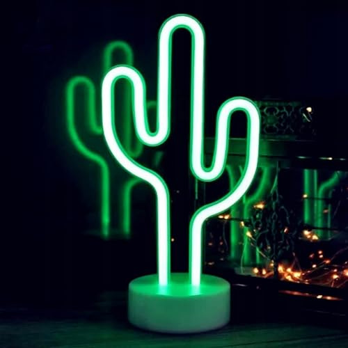 GOMETY LED Kaktus, Neon Schild, LED Neonlicht mit Batterie oder USB, Kaktus Neon Zeichen Lichter Neonlicht für Weihnachten Bar Geburtstagsgeschenk Party Kinder Wohnzimmer Hochzeitsdekor (Grün)
