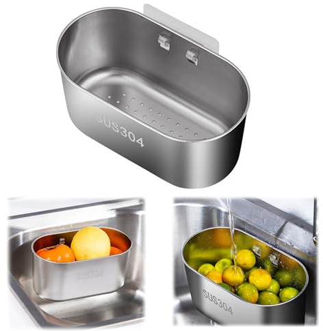 Sieb für Spülbecken, Edelstahl Abtropfsieb Spülbecken Waschbecken Filterablage Siebkorb für spülbecken Abflusskorb spülbeckensieb für Filter Lebensmittelabfall Waschen Obst Oder Gemüse,1 Stück,Silber
