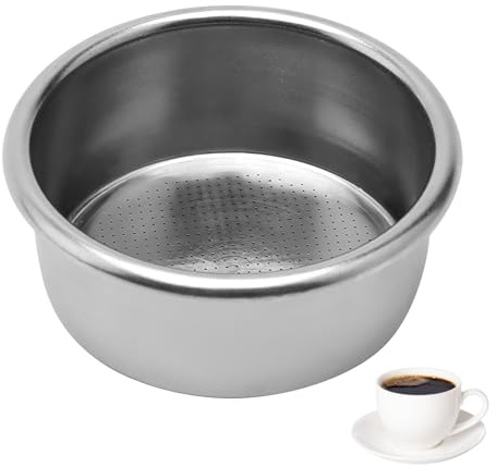 54mm Stainless Steel Coffee Filter Basket, Metal Coffee Filter for Portafilter Machines, Porous Double Cup Design, Paperless & Permanently Reusable