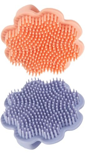 Abaodam 2pcs Silicone Scalp Comb with Lion Design Soft Newborn Bath Brush for Cradle Cap Removal Ergonomic Grip Hairwash Scrubber Safe for Boy Girl and Easy to Clean
