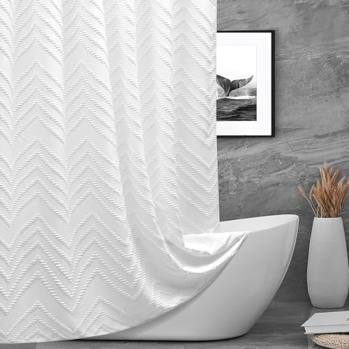 Hoisy Duschvorhang 100 x 200 Textil Duschvorhang Weiss Textil Badewanne Vorhang Weiß Blickdicht Waschbar