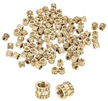 QUARKZMAN 200 Stück Gewindeeinsätze, M2.5x3x3,5mm Rändelmuttern, Messing I-förmige Durchsteckeinpressmuttern für 3D-Druck Teile Laptop Automobil Kunststoffgehäuse