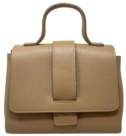 Borsa a Mano Elegante con Tracolla da Donna in Pelle (Nocciola)