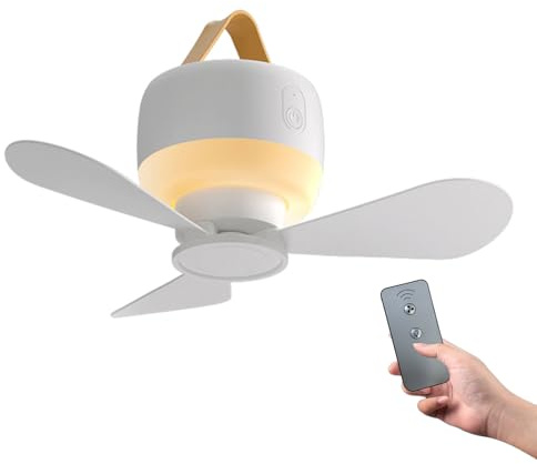 Rudiaoa Outdoor 3600mAh Ventilatore da Campeggio Telecomando Soffitto 3 Marce Venti Grande Capacità Luce Notturna Forte Venti Soffitto USB Ricaricabile Ventilatore da Campeggio