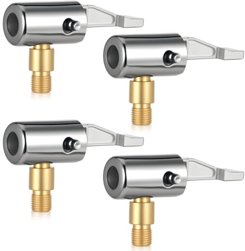 TIESOME 4 Stück Autoventil Adapter, 8mm Easy Pump Autoventil Hebelstecker, Messing Luftpumpe Adapter Hebelstecker Tragbarer Auto Luftpumpen Clip für Auto Fahrrad Motorrad und Kompressor
