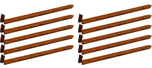 innogard 10 pezzi – Ancoraggio a terra per bordo prato largo – Acciaio Corten – Asta di fissaggio 450 x 50 x 12 mm, spessore 1,5 mm
