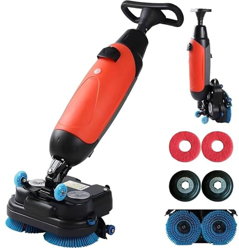 Lucidatrice pavimenti commerciale, spazzatrice a spinta manuale per esterni, piccole lavasciuga pavimenti, rotazione a 360°, semovente, per vari tipi di pavimento, per officine industriali Red