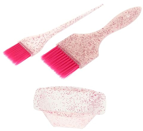AMUSLESUR Kit para Teñir el Cabello Cuenco para Tinte Rosa, Pincel de Cerdas Flexibles para Aplicar Color, Suministros para Peluquería Profesional y Uso Doméstico, Set de Herramientas