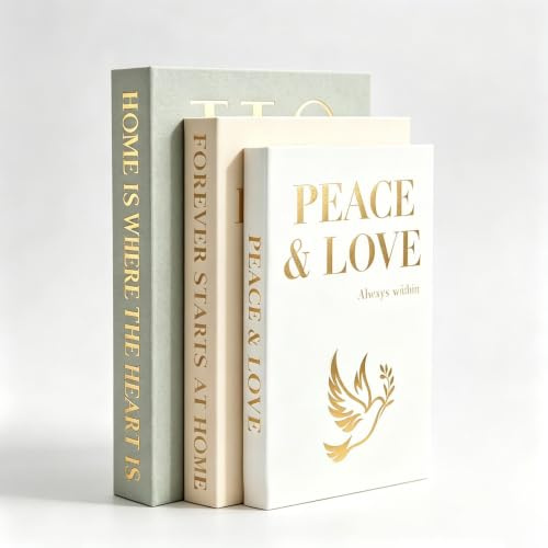 NONETO Set of 3 Decorative Books with Magnetic Linen for Home Decor