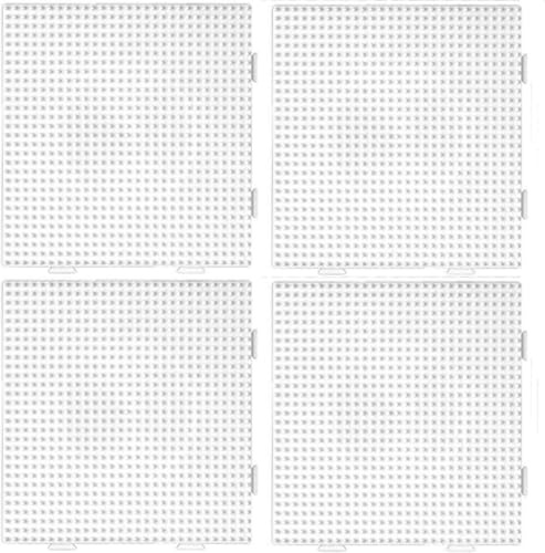PYRUVAE 4 Pièces Plaques Perles à Repasser Motif Patte de Chat, Supports Carrés 14x14cm pour Perles de 2,6mm, Accessoire de Loisirs Créatifs pour Enfants (Rose + Violet)